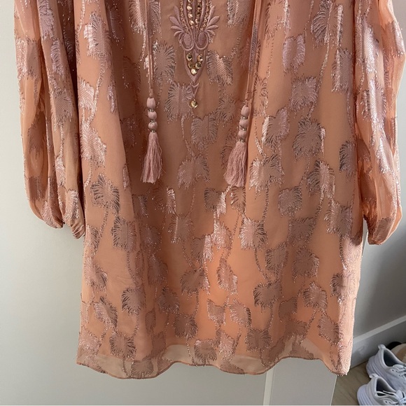 LILLY PULITZER COLD SHOULDER SPARKLE PINK BEADED DRESS - Picture 11 of 12